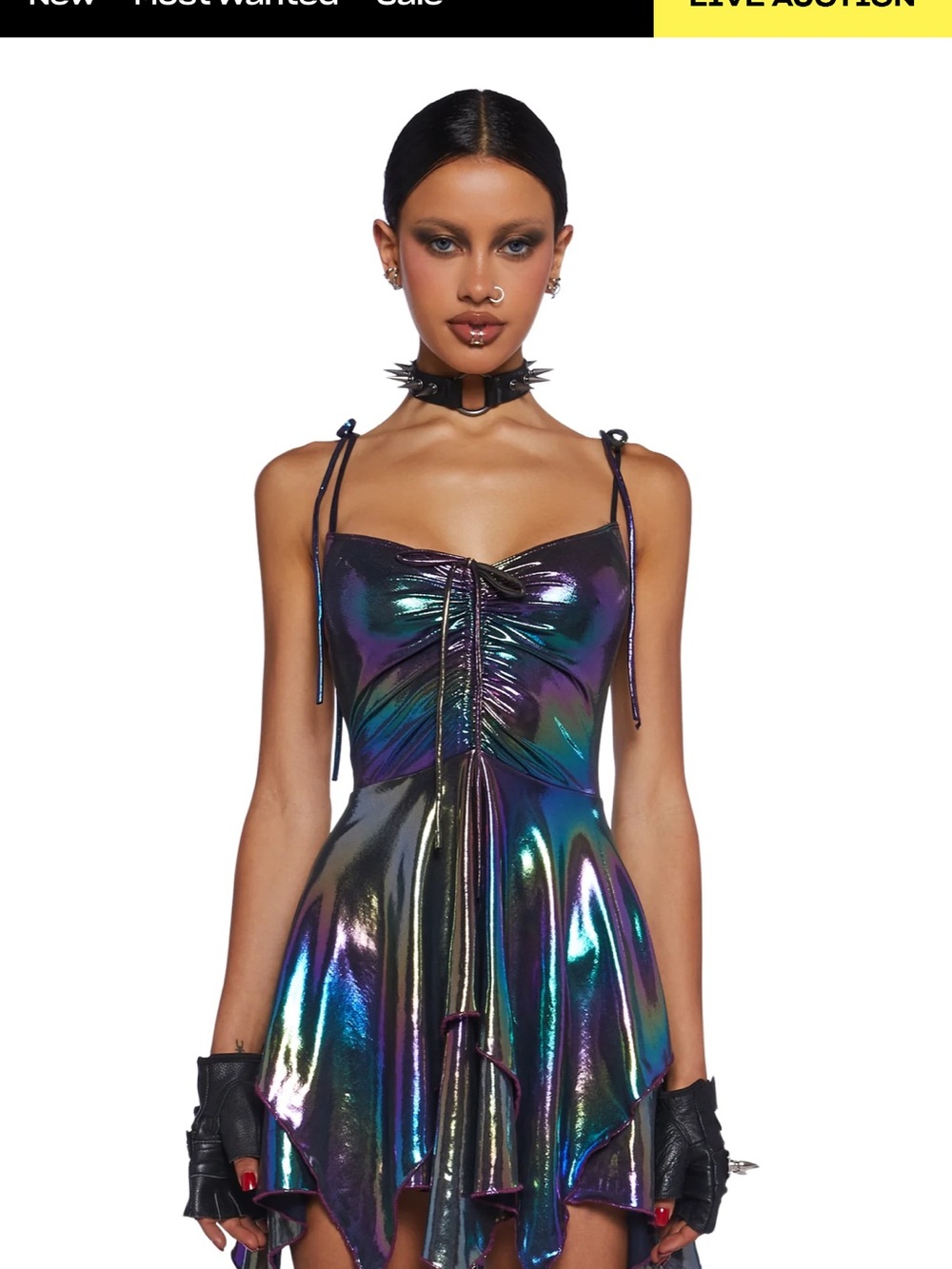 Dolls Kill Iridescent Purple Blue Green Mini Dress - Picture 1 of 5
